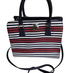 Brand New Tommy Hilfiger Tote Purse Satchel Hand Bag Red White Blue Msrp $108